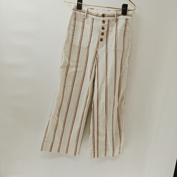 Gap Wide Leg Cropped Pants Womens 6 Multicolor High Rise Striped - Picture 8 of 13